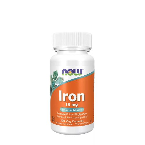 Now Foods Iron (Vas) 18 mg - Vas-biszglicinát (120 kapszula)