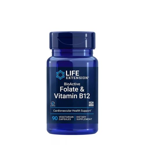Life Extension  BioActive Folate & Vitamin B12 (Folsav és B12-vitamin) (90 veg kapszula)